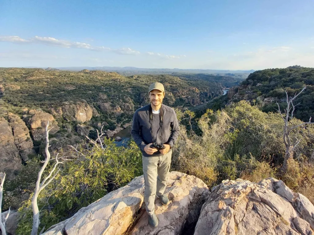 standing and enjoying the panoramic view of Lanner Gorge in the Makuleke Concession, northern Kruger National Park