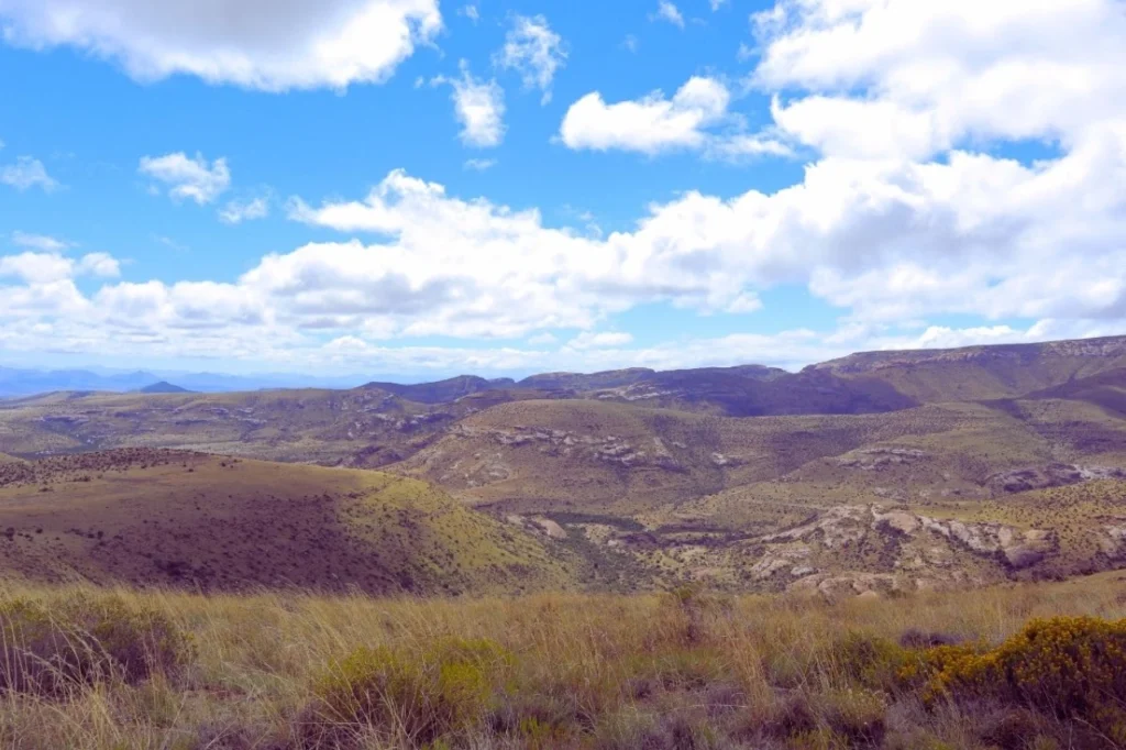 Panoramic view of the mountains and plains at Mountain Zebra National Park, South Africa